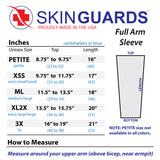 skin guards black full arm sleeve size chart