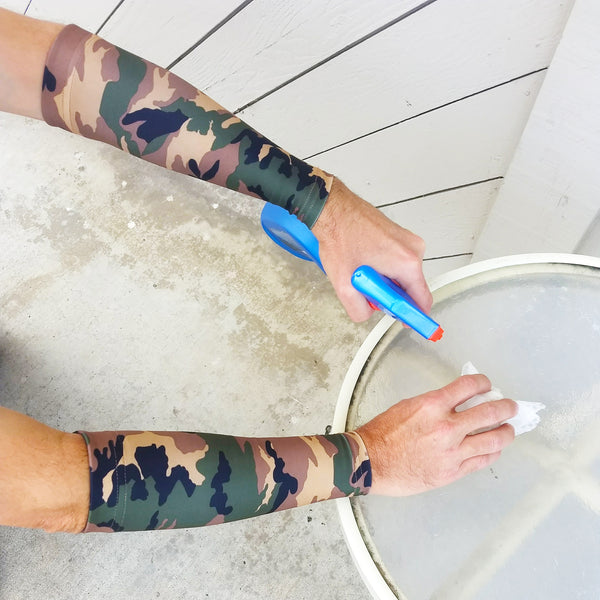 Green Camo Pattern Sleeves to Cover Bruises Skin Guards Arm Sleeves