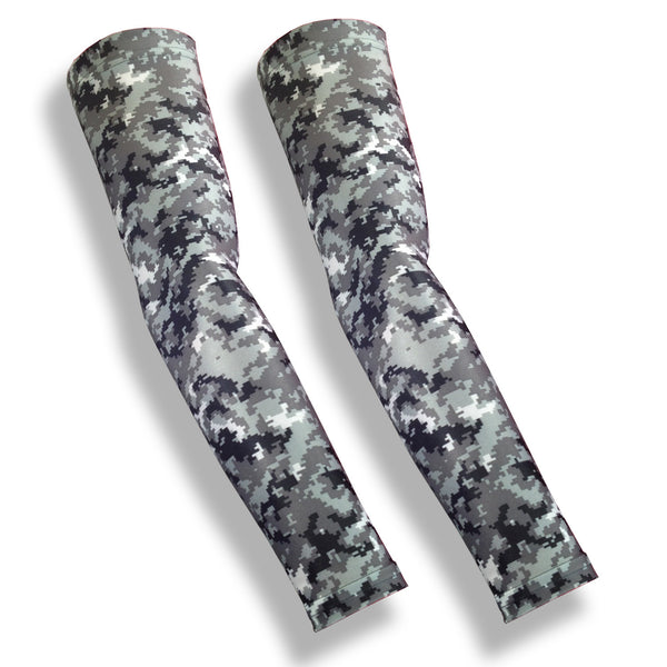 Grey Digital Camo Full Arm Protection for Elderly Skin