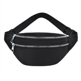 Solid Black Fanny Pack with Chrome Zippers