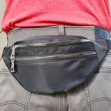 Solid Black Fanny Pack with Chrome Zippers