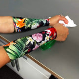 black pattern with flowers forearm sleeves for thin skin