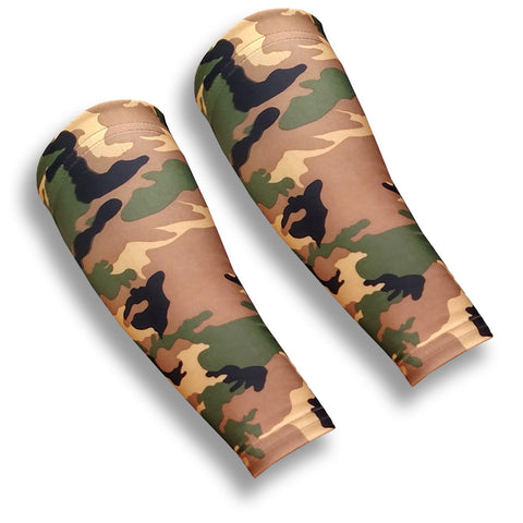 Green Camo Pattern Forearm Sleeves to Cover Bruises