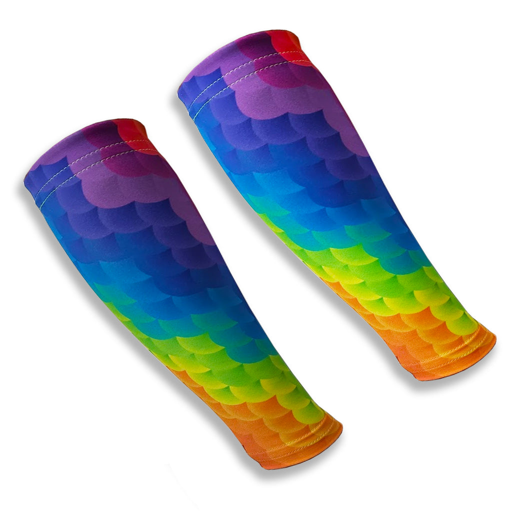 Rainbow Cloud Pattern Forearm Sleeves for Crepey Skin