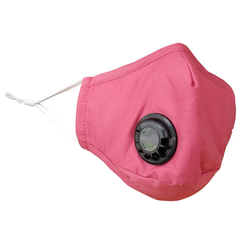 Cam's Salmon Washable Face Mask with Air Valve (includes 2 PM 2.5 air particle filters)